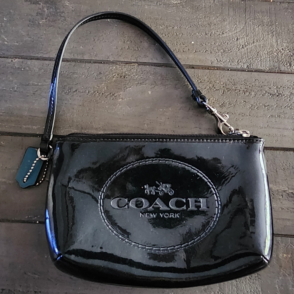 Coach wristlet Dark Blue Patent Leather